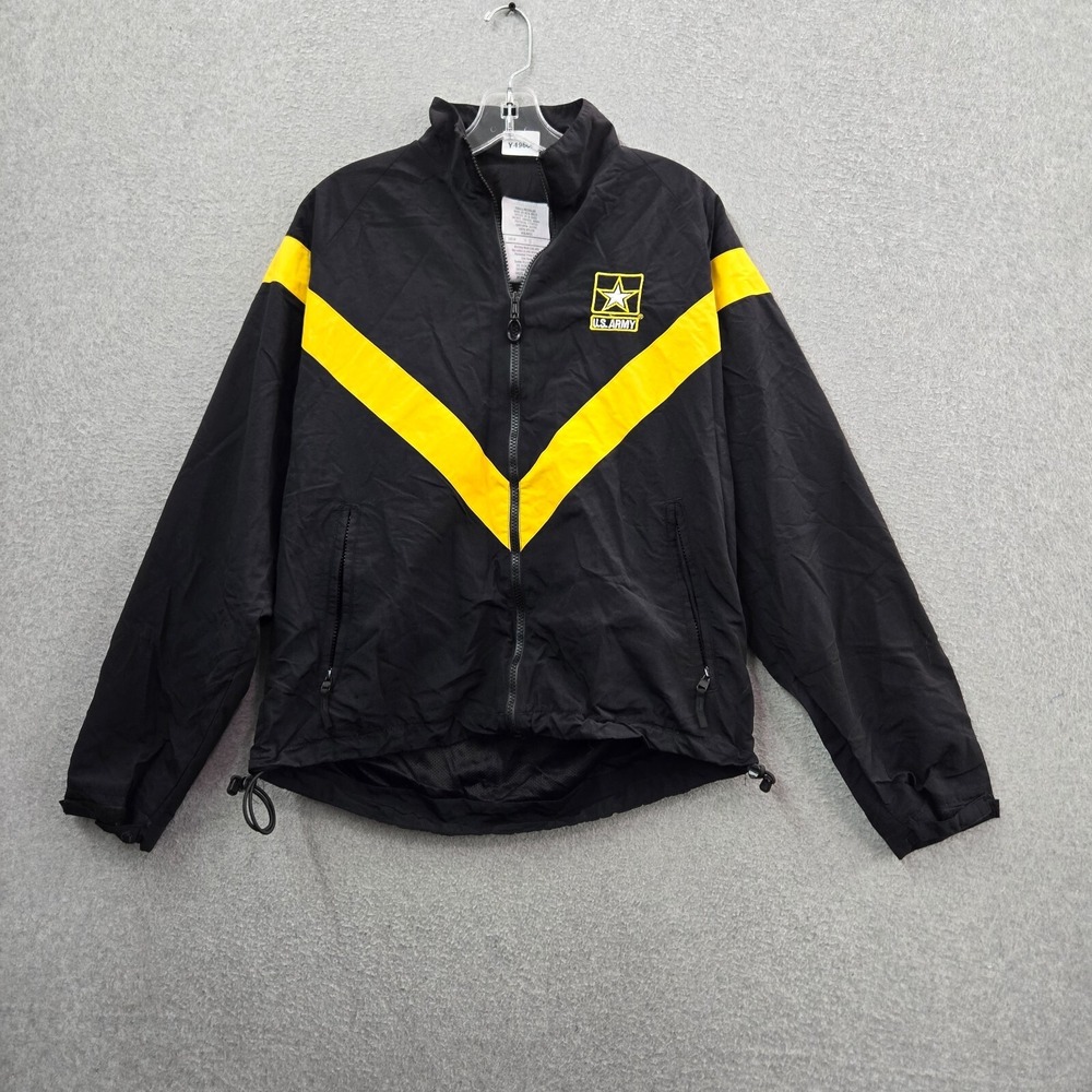 US Army Women Jacket Small Black Windbreaker Logo Full Zip Long Sleeve READ